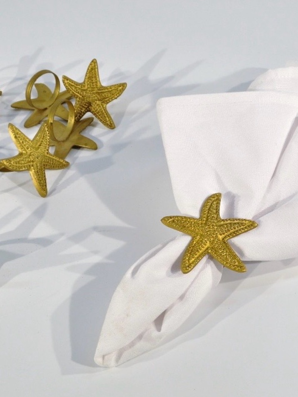 Vintage brass Starfish Napkin Rings - Set of 8
